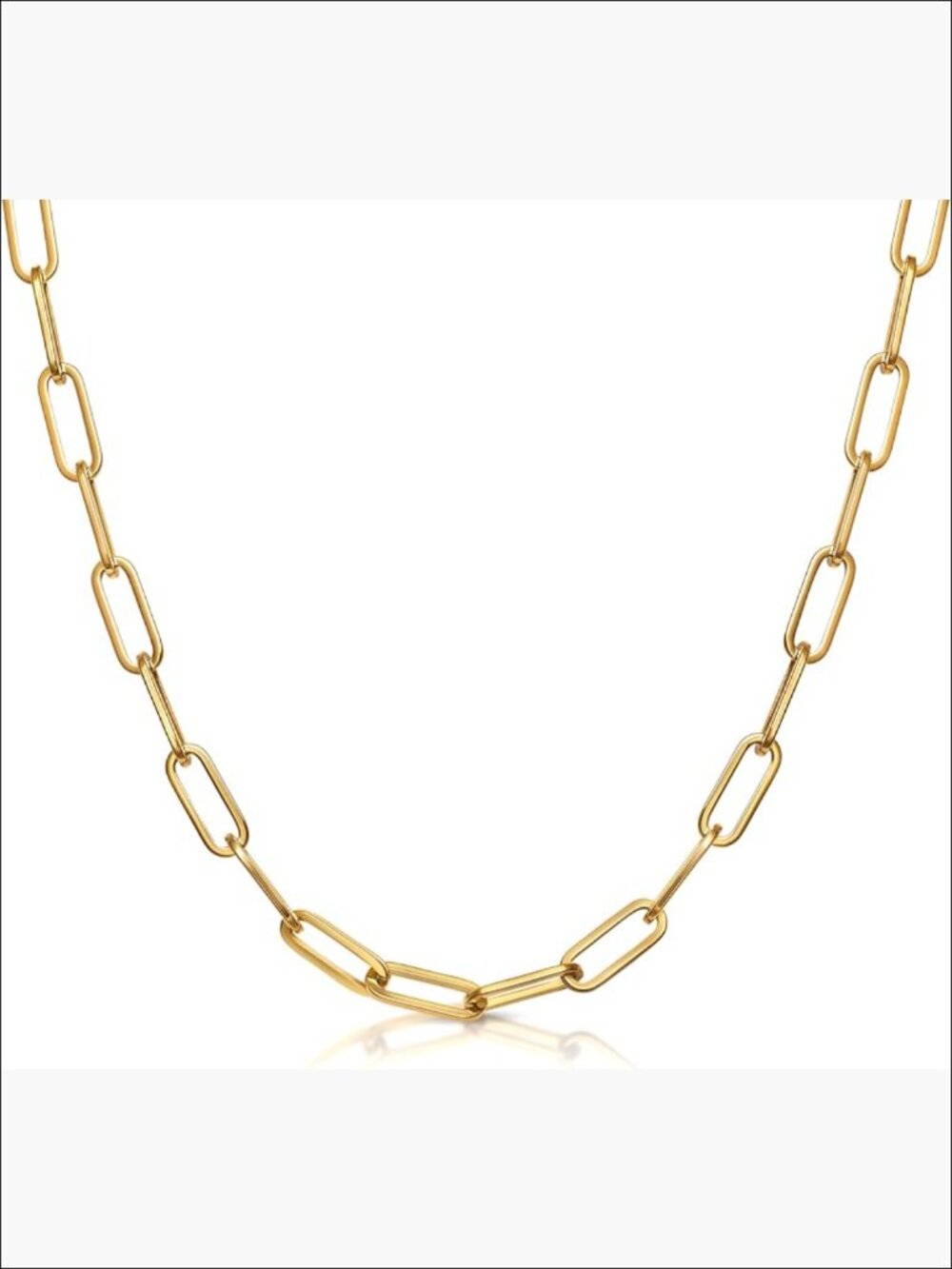 18K Gold Plated Stainless Steel Paperclip Necklace Chain for Women